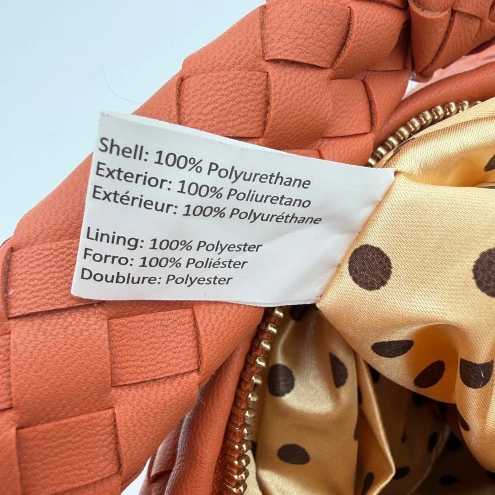 Melie Bianco Woven Vegan Leather Hobo Shoulder Bag Coral NWOT Small Zip Purse